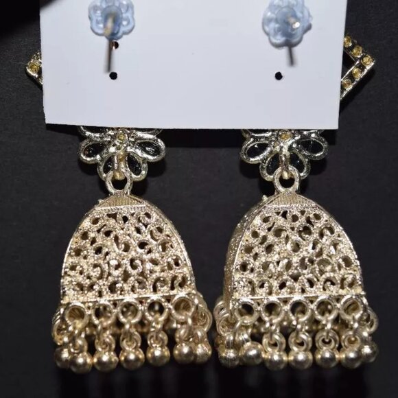 Fancy Indian Style Earrings. Gold Plated. Fashion Costume.Brand New Jewelry - Picture 2 of 2